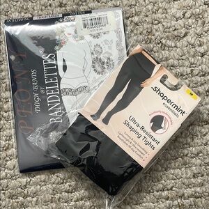 Shapermint Black Shaping Tights & Bandelettes Thigh Bands Bundle